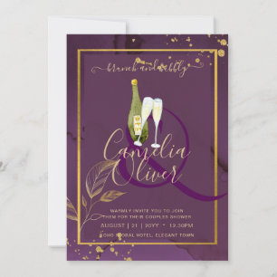 PROFONDE VIE OR FEUILLES Mariage Invitation