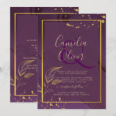 PROFONDE VIE OR FEUILLES Mariage Invitation (Devant / Derrière)