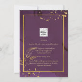 PROFONDE VIE OR FEUILLES Mariage Invitation (Dos)