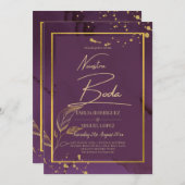 PROFONDE VIE OR FEUILLES Mariage Invitation (Devant / Derrière)