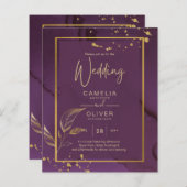 PROFONDE VIE OR FEUILLES Mariage Invitation (Devant / Derrière)