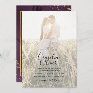 PROFONDE VIE OR FEUILLES Mariage Invitation
