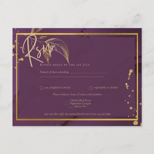 PROFONDE VIE OR FEUILLES Mariage Invitation (Devant)