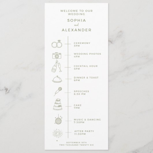 Program for a modern wedding. programma (Voorkant)