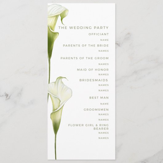 Program for a modern wedding. programma (Achterkant)