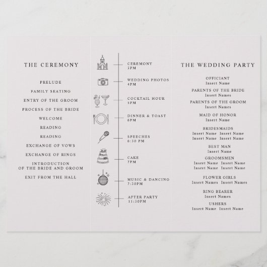 Program Minimalist Timeline for a Modern Wedding. Flyer (Achterkant)