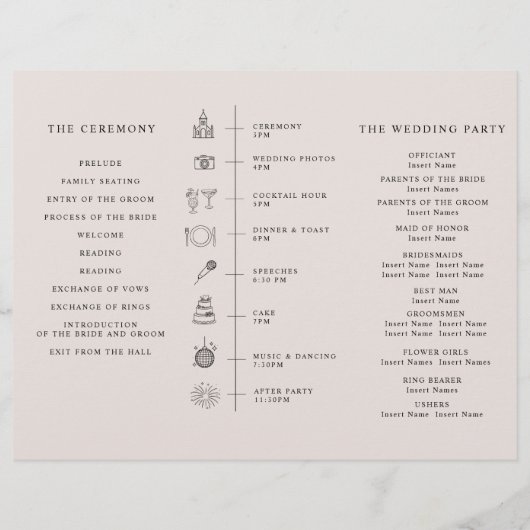 Program Minimalist Timeline for a Modern Wedding. Flyer (Achterkant)