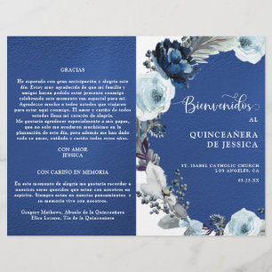 Programa de Quinceañera Azul Rey Azul Marino