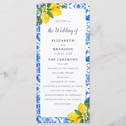 Programa Mediterranean Tiles Wedding with Lemon Programma (Voorkant)
