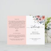 programma Blush en Blue Floral Quinceanera (Staand voorkant)