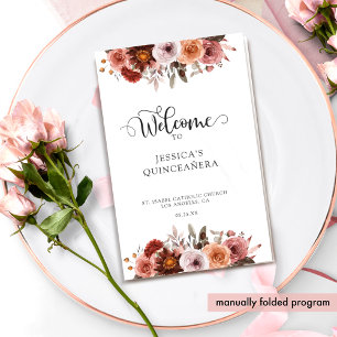 programma Blush en Bourgogne Floral Quinceanera