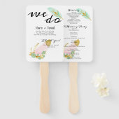 Programma Boho Pink en Gold Feathers Handwaaier (Voorkant en achterkant)