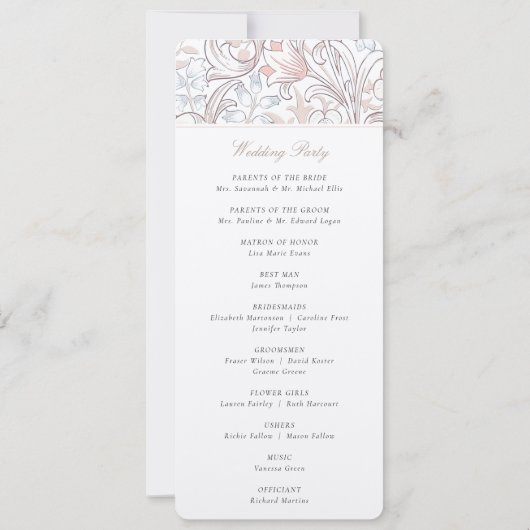 Programma Bruiloft Gouden Lelies William Morris (Achterkant)