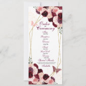 Programma Burgundy Blush Pink Floral Quinceanera (Achterkant)
