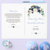 Programma Charm Navy Blue Blush Flowers Bloom Flyer (Enkel)