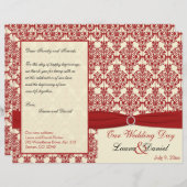 Programma Cream en Red Damask Wedding (Voorkant / Achterkant)