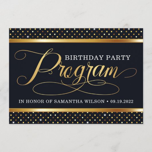 Programma Elegant Black and Gold Birthday (Voorkant)