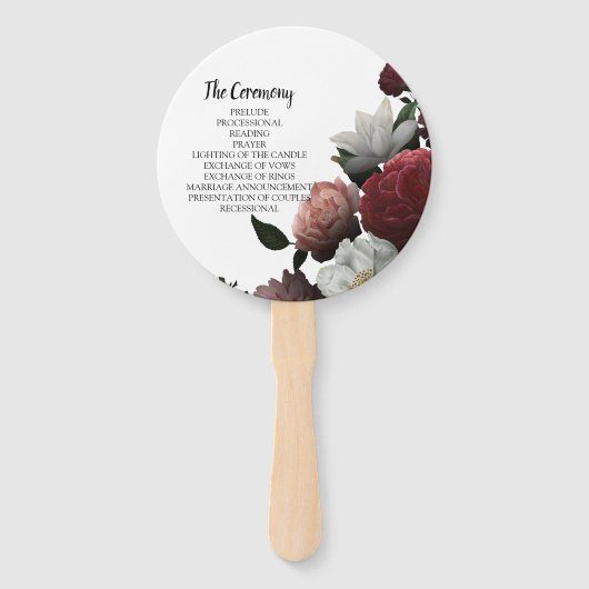 Programma Elegant Bourgogne en roze bloemen Handwaaier (Achterkant)