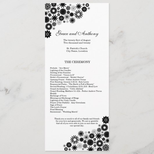  programma Florals Black Wedding (Achterkant)