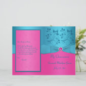 Programma Fuchsia en Turquoise Floral Quinceanera (Staand voorkant)