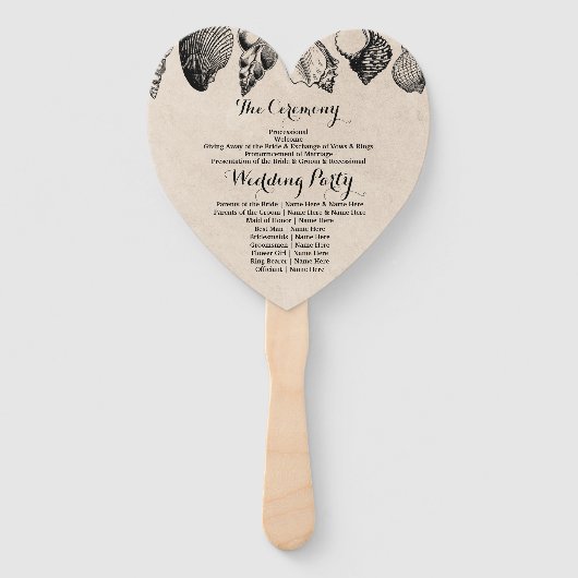 Programma Hand Fan Shells Strand Bruiloft Zee Handwaaier (Achterkant)