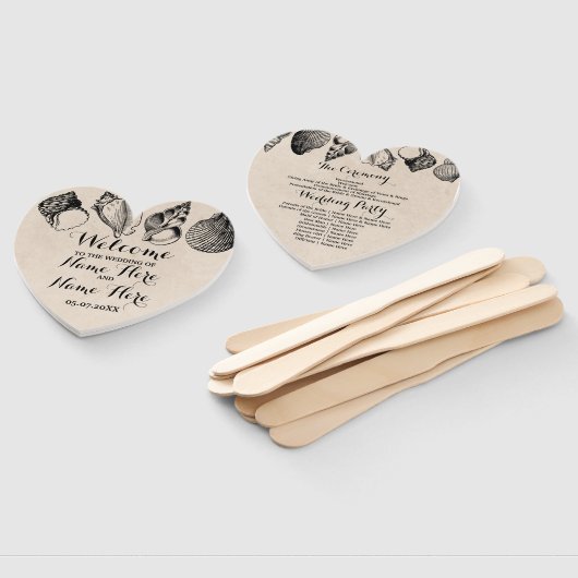 Programma Hand Fan Shells Strand Bruiloft Zee Handwaaier (Niet-gemonteerd)