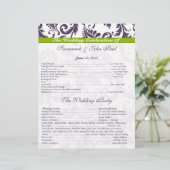 Programma Lapis Paars en Apple Green Damask Weddin (Staand voorkant)