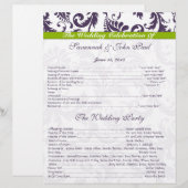 Programma Lapis Paars en Apple Green Damask Weddin (Voorkant / Achterkant)