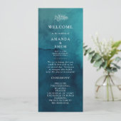Programma Moody Ocean Waterverf Wedding Programme (Staand voorkant)