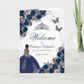Programma Navy Blue Silver Butterfly Quinceanera (Voorkant)