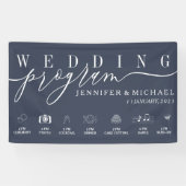 Programma Navy Blue Wedding Party Spandoek (Horizontaal)