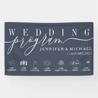 Programma Navy Blue Wedding Party Spandoek