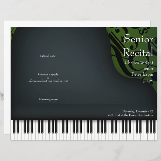 Programma Piano of Vocal Overweging Green Folded (Voorkant / Achterkant)