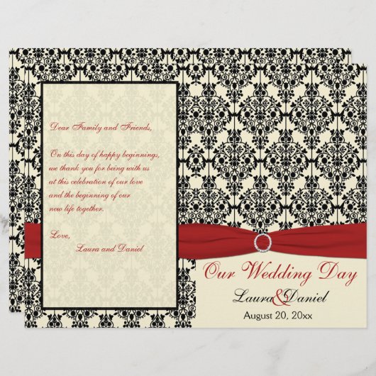 Programma Rood, ivoor en Black Damask Wedding (Voorkant / Achterkant)