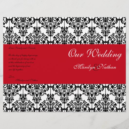 Programma Rood, Zwart en Witte Damask Wedding (Voorkant)