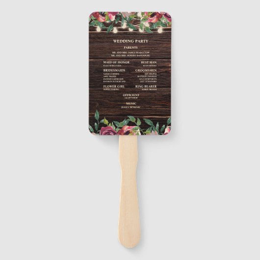 Programma Rustic String Lights Burgundy Floral Handwaaier (Achterkant)