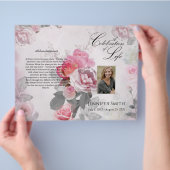 Programma van de begrafenis van de roze roze rozen flyer (Hand)
