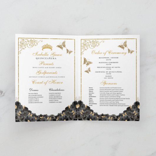 Programma voor Black & Gold Quinceanera Tiara Butt (Binnen)