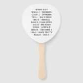 Programma voor buitenste bruiloft handwaaier (Achterkant)