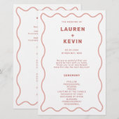 Programma voor ceremonie bij roze en witte wavy Bo (Voorkant / Achterkant)