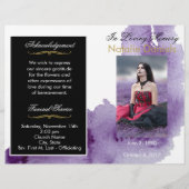 Programma voor de begrafenis van ultra Violet Wate (Voorkant)