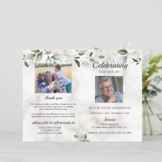 Programma voor de begrafenisherdenking van service (Staand voorkant)