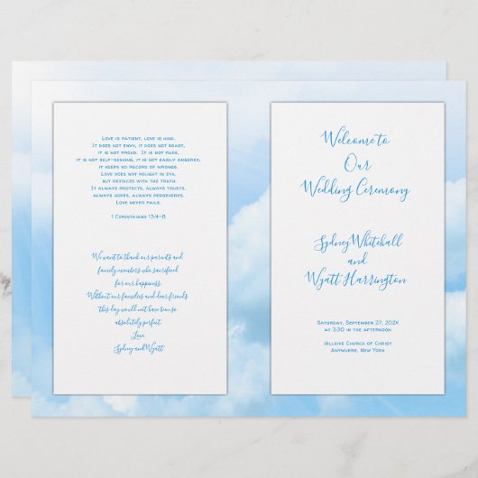 Programma voor de katholieke bruiloft van Heavenly (Voorkant / Achterkant)