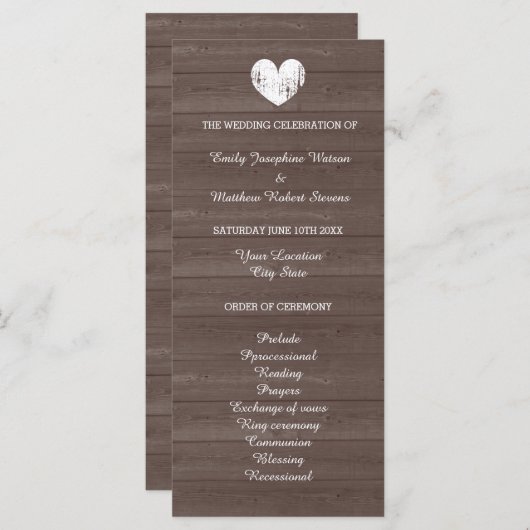 programma voor de kerkbruiloft van het land met h (Voorkant / Achterkant)