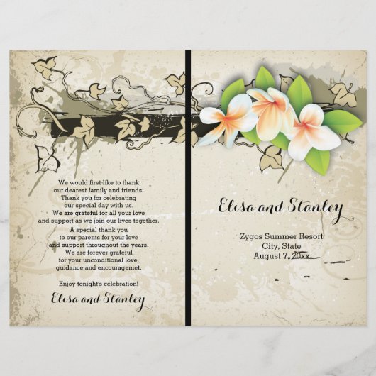  programma voor de plumeria en de ibeige bruiloft (Voorkant)