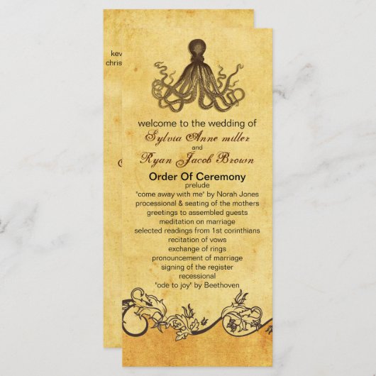 programma voor een rustige octopus strandbruiloft (Voorkant / Achterkant)