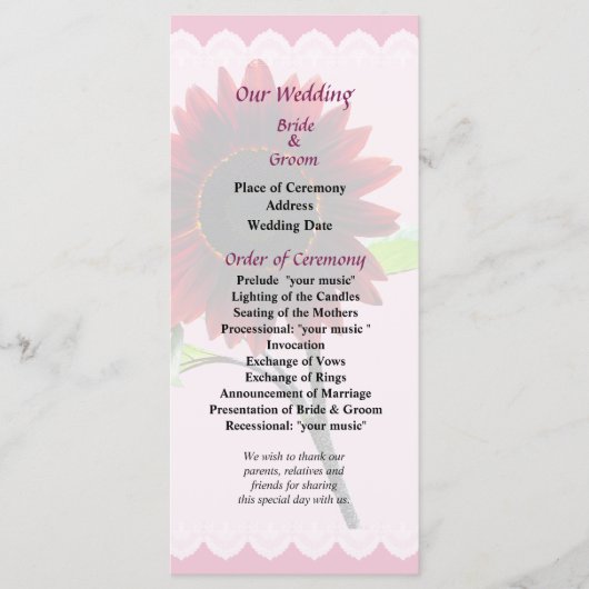 Programma voor het huwelijk tussen Cherry en Choco (Voorkant)