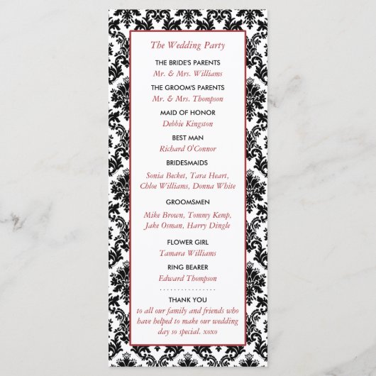 programma voor het huwelijk tussen rood, zwart en (Achterkant)