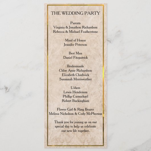 programma voor het huwelijk tussen roze bessen (Achterkant)