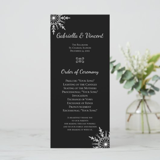 Programma voor het winterweddenschap tussen zwarte (Staand voorkant)